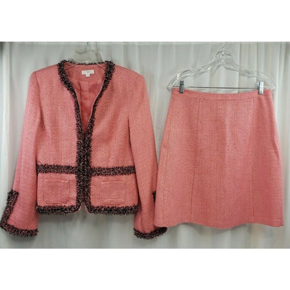 APT. 9 Skirt Suit 2-PC Pink Black Tweed Elegant Skirt Suit Lined Size 10 - Picture 4 of 12
